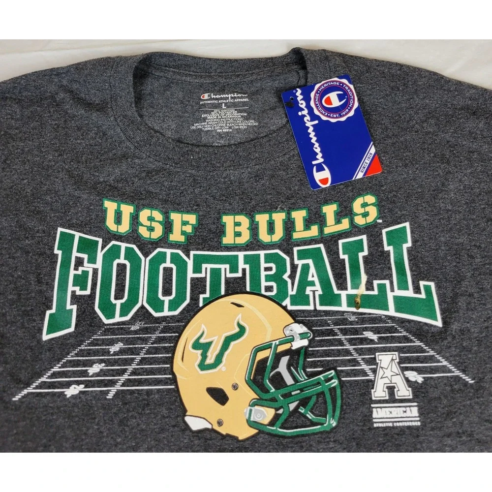 Champion USF Bulls Football T-Shirt Mens Large Gray All Bulls Every Day NCAA NEW - Picture 5 of 6